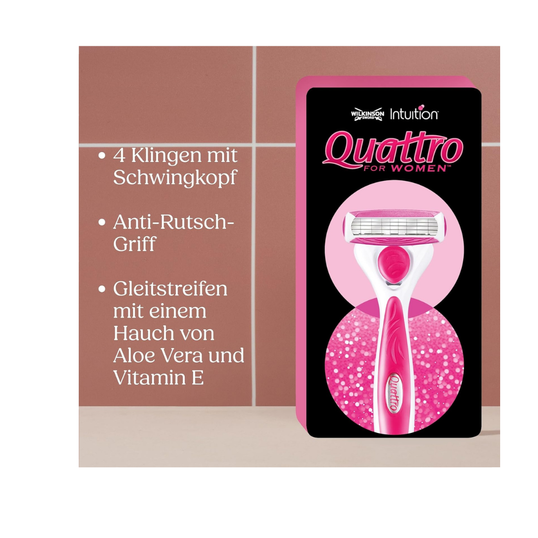 Wilkinson Sword Quattro for Women Ersatzklingen | 6er-Pack für eine gründliche & sanfte Rasur
