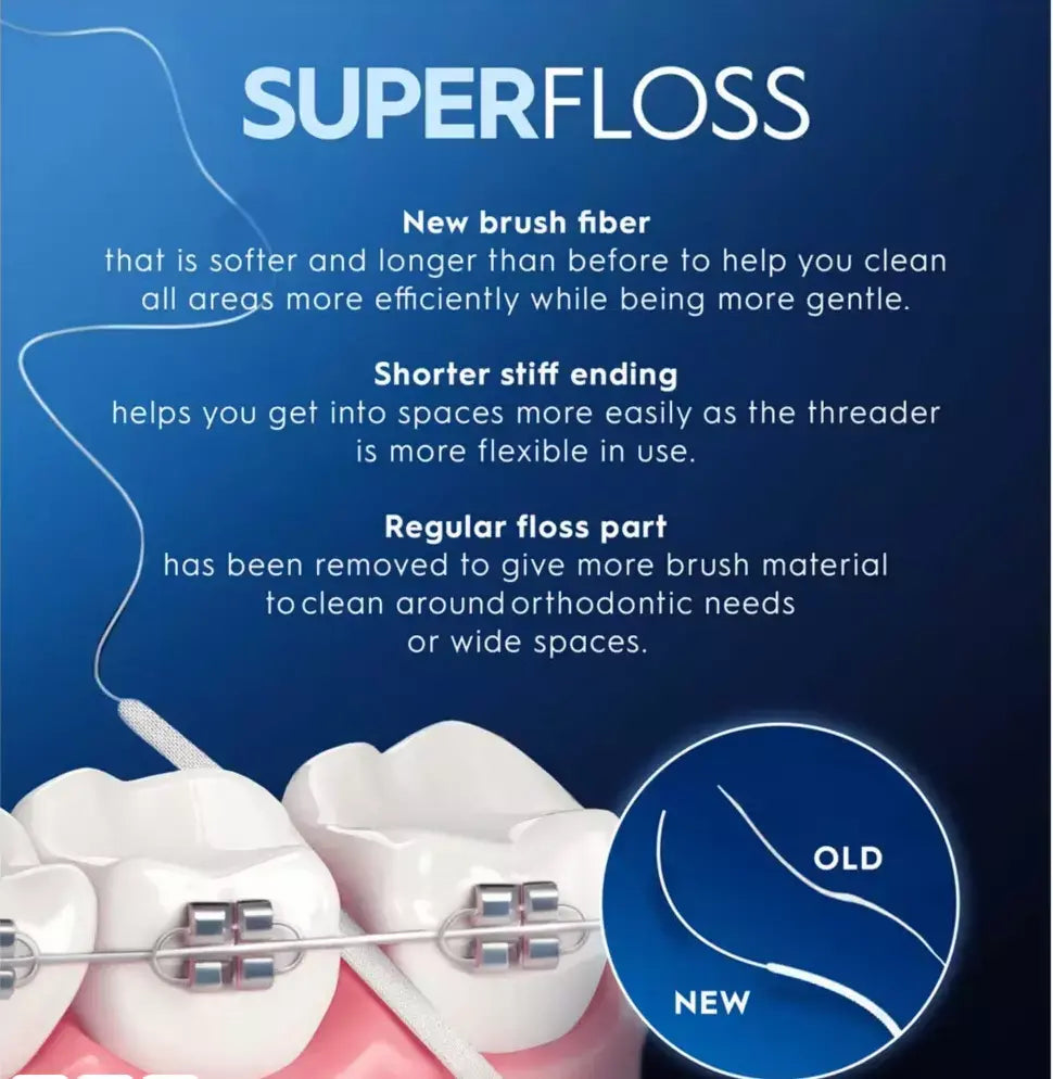 Oral-B Superfloss – Spezial-Zahnseide für Zahnspangen & Brücken (50 Fäden)