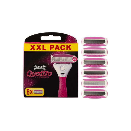 Wilkinson Sword Quattro for Women Ersatzklingen | 6er-Pack für eine gründliche & sanfte Rasur